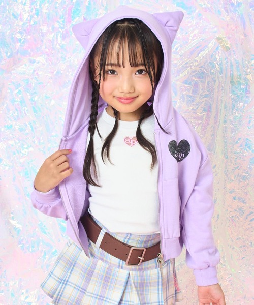 ANAP kids（アナップキッズ）の「ネコ耳付　スウェットジップパーカー【別売りセットアップ】（パーカー・キッズ・ライトピンク/ラベンダー/ブラック・110/120/130）」の15枚目の写真