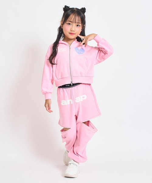 ANAP kids（アナップキッズ）の「ネコ耳付　スウェットジップパーカー【別売りセットアップ】（パーカー・キッズ・ライトピンク/ラベンダー/ブラック・110/120/130）」の9枚目の写真