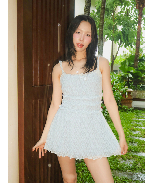 ASURA(アスラ)の「LACE SHIRRING OPS (SKY BLUE)(ワンピース・レディース・その他・ONE SIZE)」の1枚目の写真