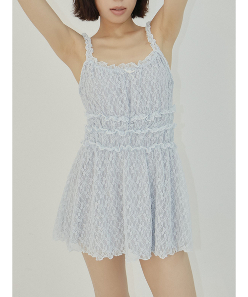 ASURA(アスラ)の「LACE SHIRRING OPS (SKY BLUE)(ワンピース・レディース・その他・ONE SIZE)」の6枚目の写真