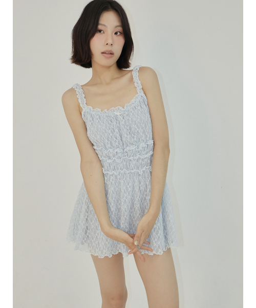 ASURA(アスラ)の「LACE SHIRRING OPS (SKY BLUE)(ワンピース・レディース・その他・ONE SIZE)」の7枚目の写真