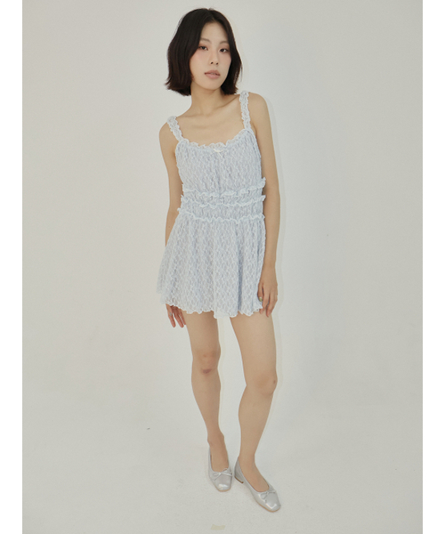 ASURA(アスラ)の「LACE SHIRRING OPS (SKY BLUE)(ワンピース・レディース・その他・ONE SIZE)」の9枚目の写真