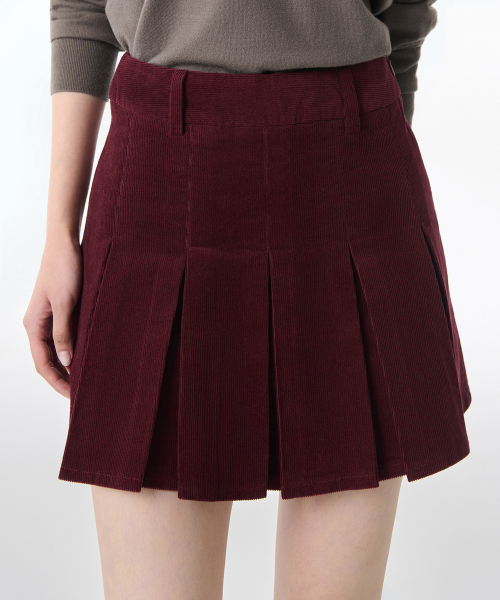 MUSINSA STANDARD WOMAN（ムシンサスタンダードウーマン）の「ウィメンズコーデュロイプリーツミニスカート[バーガンディ]（スカート・レディース・その他・SMALL/MEDIUM/X-SMALL/LARGE）」の4枚目の写真