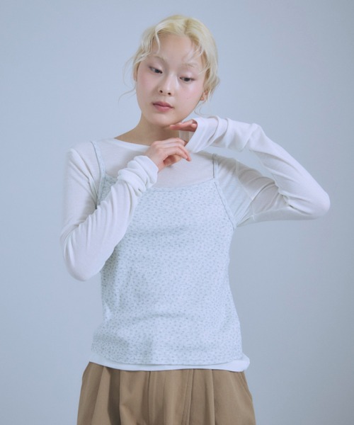 EN NEUME（エンノイム）の「Sheer Boat-Neck Pullover（Tシャツ/カットソー・レディース・ライトグレー/ブラック/オフホワイト・FREE）」の2枚目の写真
