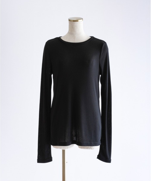 EN NEUME（エンノイム）の「Sheer Boat-Neck Pullover（Tシャツ/カットソー・レディース・ライトグレー/ブラック/オフホワイト・FREE）」の3枚目の写真