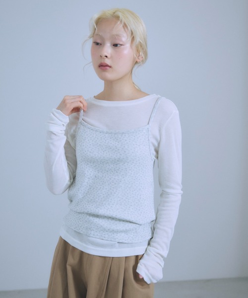 EN NEUME（エンノイム）の「Sheer Boat-Neck Pullover（Tシャツ/カットソー・レディース・ライトグレー/ブラック/オフホワイト・FREE）」の4枚目の写真