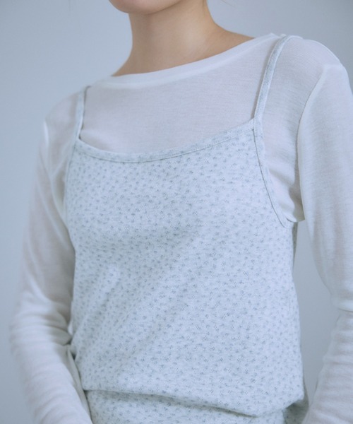 EN NEUME（エンノイム）の「Sheer Boat-Neck Pullover（Tシャツ/カットソー・レディース・ライトグレー/ブラック/オフホワイト・FREE）」の7枚目の写真