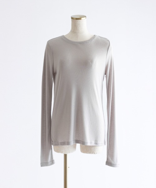 EN NEUME（エンノイム）の「Sheer Boat-Neck Pullover（Tシャツ/カットソー・レディース・ライトグレー/ブラック/オフホワイト・FREE）」の16枚目の写真