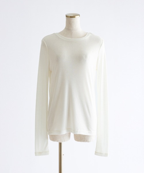 EN NEUME（エンノイム）の「Sheer Boat-Neck Pullover（Tシャツ/カットソー・レディース・ライトグレー/ブラック/オフホワイト・FREE）」の12枚目の写真