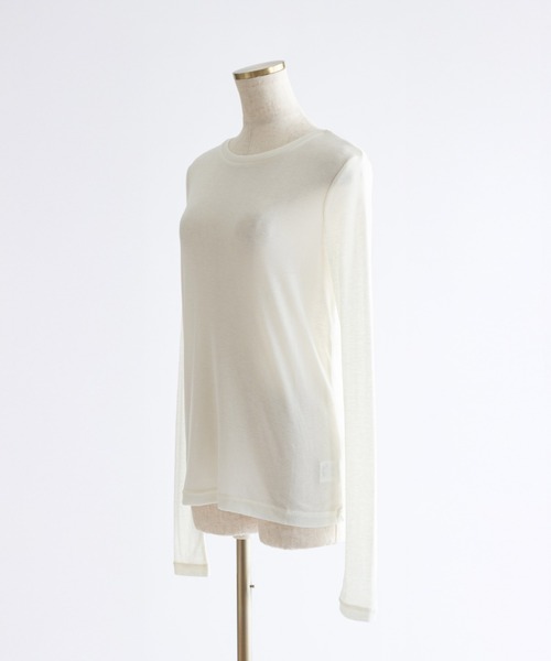 EN NEUME（エンノイム）の「Sheer Boat-Neck Pullover（Tシャツ/カットソー・レディース・ライトグレー/ブラック/オフホワイト・FREE）」の13枚目の写真