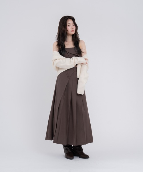 mellowneon（メロウネオン）の「ビスチェプリーツスカートセットアップ（セットアップ・レディース・グレー/ブラウン・FREE）」の19枚目の写真