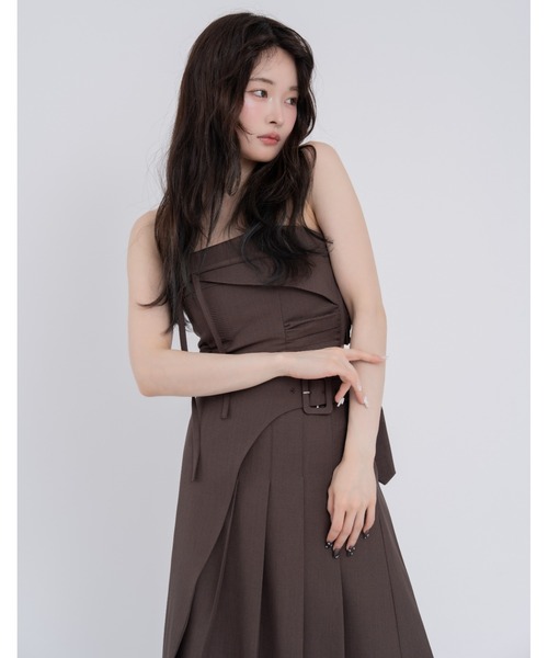 mellowneon（メロウネオン）の「ビスチェプリーツスカートセットアップ（セットアップ・レディース・グレー/ブラウン・FREE）」の20枚目の写真