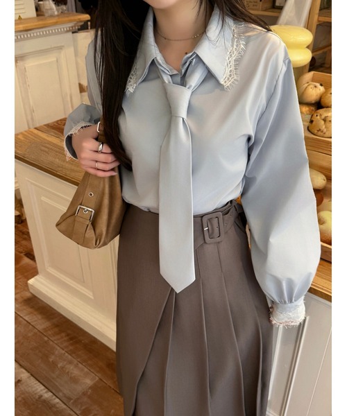 mellowneon（メロウネオン）の「ビスチェプリーツスカートセットアップ（セットアップ・レディース・グレー/ブラウン・FREE）」の9枚目の写真