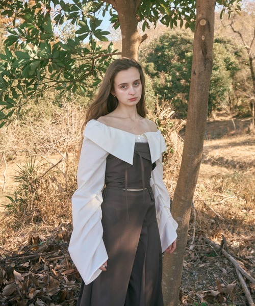 mellowneon（メロウネオン）の「ビスチェプリーツスカートセットアップ（セットアップ・レディース・グレー/ブラウン・FREE）」の3枚目の写真