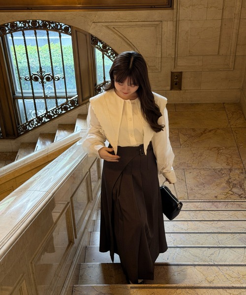 mellowneon（メロウネオン）の「ビスチェプリーツスカートセットアップ（セットアップ・レディース・グレー/ブラウン・FREE）」の14枚目の写真