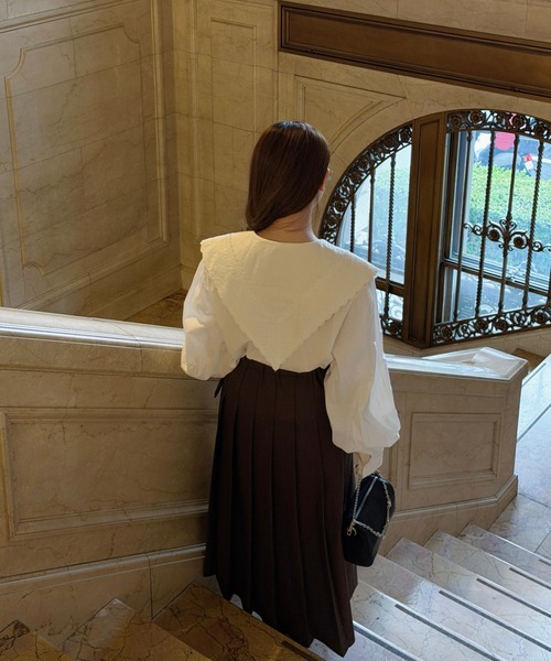 mellowneon（メロウネオン）の「ビスチェプリーツスカートセットアップ（セットアップ・レディース・グレー/ブラウン・FREE）」の16枚目の写真