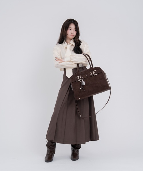 mellowneon（メロウネオン）の「ビスチェプリーツスカートセットアップ（セットアップ・レディース・グレー/ブラウン・FREE）」の11枚目の写真