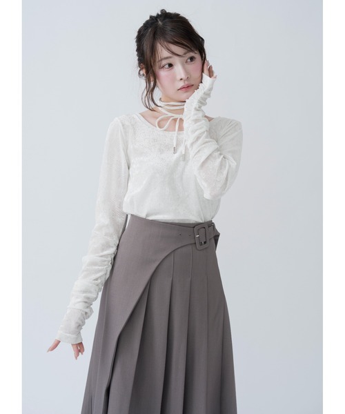 mellowneon（メロウネオン）の「ビスチェプリーツスカートセットアップ（セットアップ・レディース・グレー/ブラウン・FREE）」の5枚目の写真