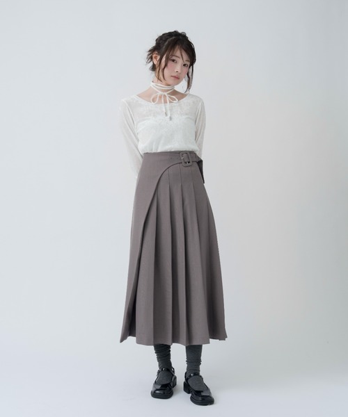 mellowneon（メロウネオン）の「ビスチェプリーツスカートセットアップ（セットアップ・レディース・グレー/ブラウン・FREE）」の4枚目の写真