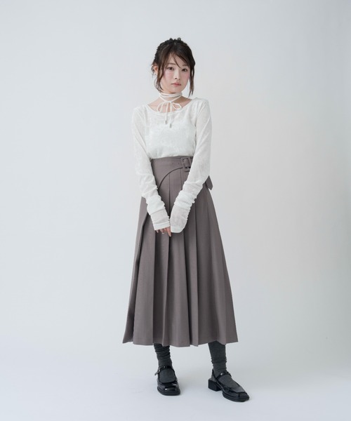 mellowneon（メロウネオン）の「ビスチェプリーツスカートセットアップ（セットアップ・レディース・グレー/ブラウン・FREE）」の6枚目の写真