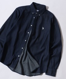 U.S. POLO ASSN.（ユーエスポロアッスン）の「U.S. POLO ASSN./ユーエスポロアッスン ワンポイント刺繍 ブロード デニム 無地 チェック ストライプ ボタンダウン 長袖シャツ レディース メンズ（シャツ/ブラウス）」