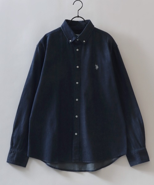 U.S. POLO ASSN.(ユーエスポロアッスン)の「U.S. POLO ASSN./ユーエスポロアッスン ワンポイント刺繍 ブロード デニム 無地 チェック ストライプ ボタンダウン 長袖シャツ レディース メンズ(シャツ/ブラウス・メンズ・ホワイト/ライトブルー/ブルー系その他/ブルー系その他2/ブラック/インディゴブルー・LL/M/L)」の10枚目の写真