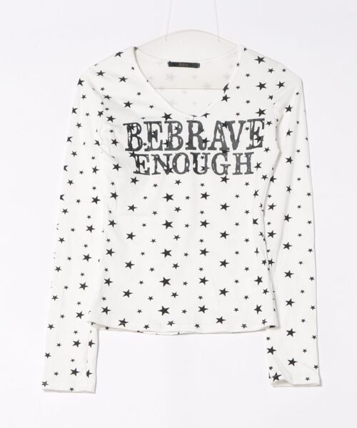 Ritzy(リッツィー)の「Y2K星柄&ロゴデザインVネックロングスリーブTシャツ(Tシャツ/カットソー・レディース・ホワイト/グレー・M/L)」の12枚目の写真