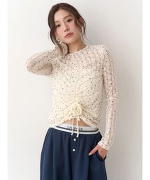 CALNAMUR | ドットフラワージャカードトップス(Tシャツ/カットソー)