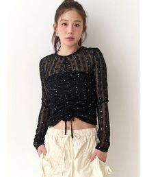 CALNAMUR | ドットフラワージャカードトップス(Tシャツ/カットソー)