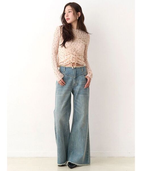 CALNAMUR（カルナムール）の「ドットフラワージャカードトップス（Tシャツ/カットソー・レディース・アイボリー/ブラック/ピンク・FREE）」の20枚目の写真