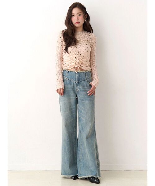 CALNAMUR（カルナムール）の「ドットフラワージャカードトップス（Tシャツ/カットソー・レディース・アイボリー/ブラック/ピンク・FREE）」の21枚目の写真