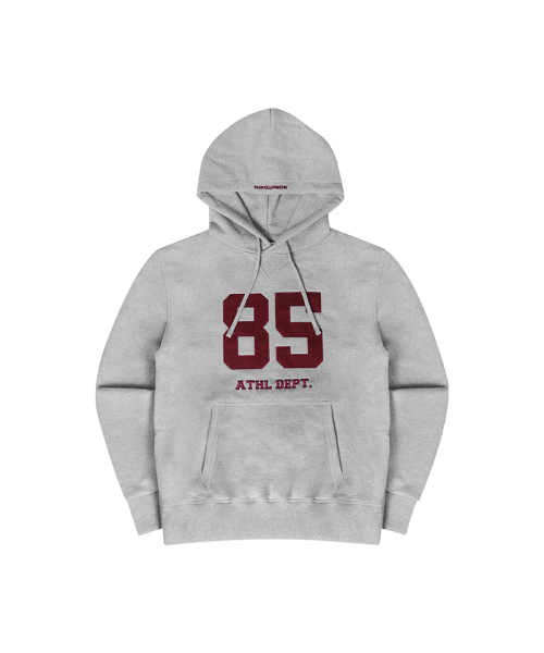 BORN TO WIN（ボーントゥウィン）の「85 APPLIQUE MUSCLE FIT HOODIE [MELANGE GREY]（パーカー・メンズ・その他・1/2/3）」の2枚目の写真