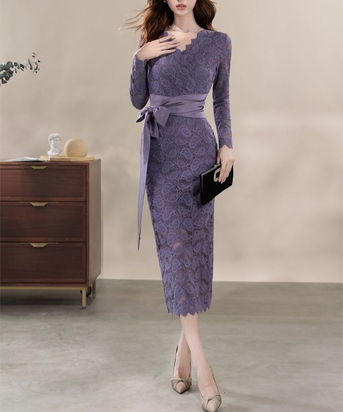 FREE STYLISTS(フリー スタイリスト)の「YUGA_YGMC All-lace V-neck dress(ドレス・レディース・パープル/オフホワイト・S/M/L/XL)」の12枚目の写真