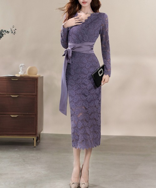 FREE STYLISTS(フリー スタイリスト)の「YUGA_YGMC All-lace V-neck dress(ドレス・レディース・パープル/オフホワイト・S/M/L/XL)」の9枚目の写真