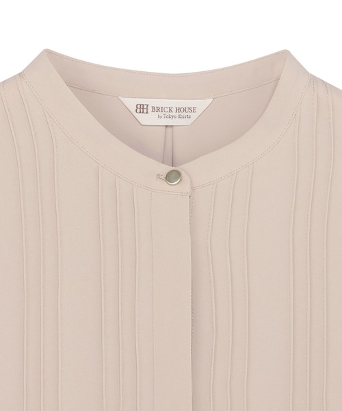 TOKYO SHIRTS(トウキョウシャツ)の「シルキーサテン ピンタック ブラウス(シャツ/ブラウス・レディース・ベージュ/ブルー・M/L)」の5枚目の写真