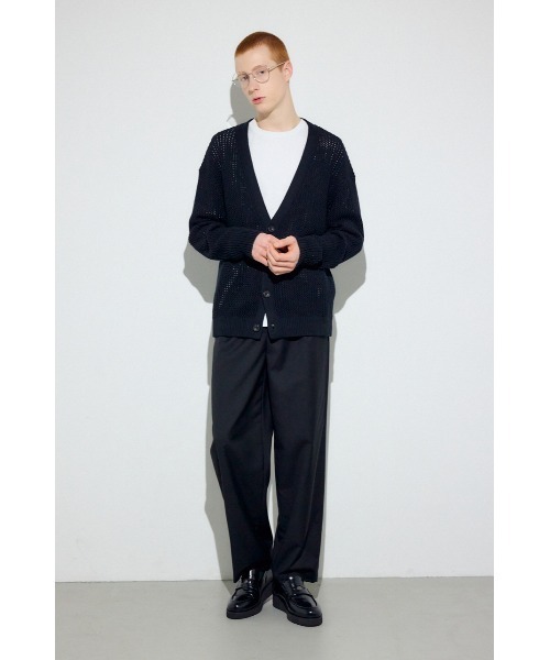 AZUL by moussy（アズールバイマウジー）の「ニットメッシュカーディガン（カーディガン/ボレロ・メンズ・ブラック/サックスブルー/ダークベージュ・MEDIUM/LARGE）」の7枚目の写真