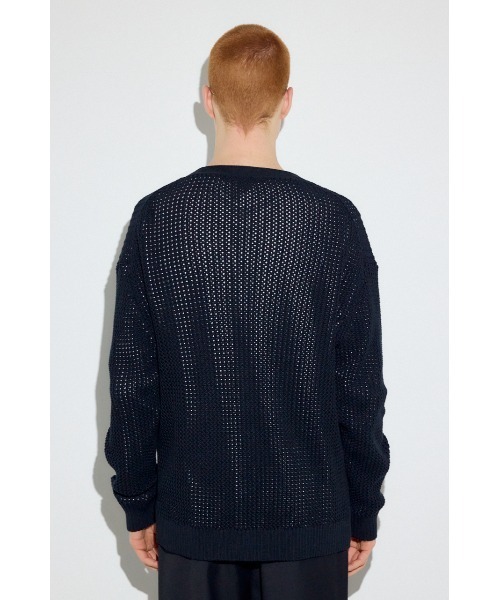 AZUL by moussy（アズールバイマウジー）の「ニットメッシュカーディガン（カーディガン/ボレロ・メンズ・ブラック/サックスブルー/ダークベージュ・MEDIUM/LARGE）」の10枚目の写真