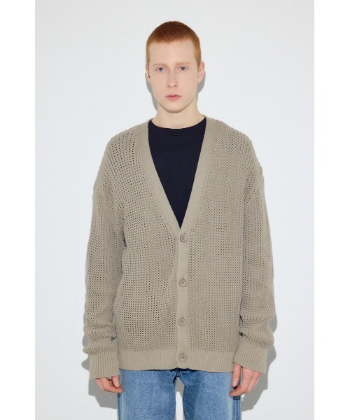 AZUL by moussy（アズールバイマウジー）の「ニットメッシュカーディガン（カーディガン/ボレロ・メンズ・ブラック/サックスブルー/ダークベージュ・MEDIUM/LARGE）」の19枚目の写真