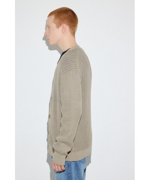 AZUL by moussy（アズールバイマウジー）の「ニットメッシュカーディガン（カーディガン/ボレロ・メンズ・ブラック/サックスブルー/ダークベージュ・MEDIUM/LARGE）」の20枚目の写真