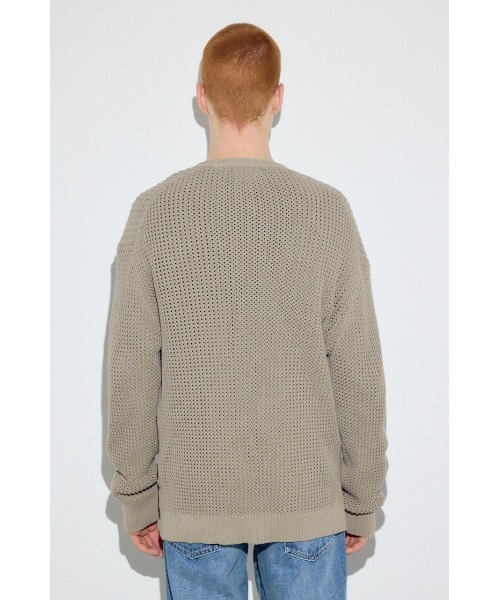 AZUL by moussy（アズールバイマウジー）の「ニットメッシュカーディガン（カーディガン/ボレロ・メンズ・ブラック/サックスブルー/ダークベージュ・MEDIUM/LARGE）」の21枚目の写真