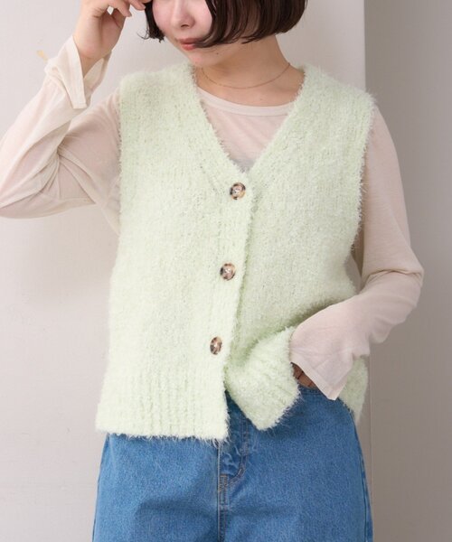 WILLOW（ウィロー）の「【willow】コンパクトチュールヤーンベスト（ニット/セーター・レディース・ミント/イエロー・ONE SIZE）」の3枚目の写真