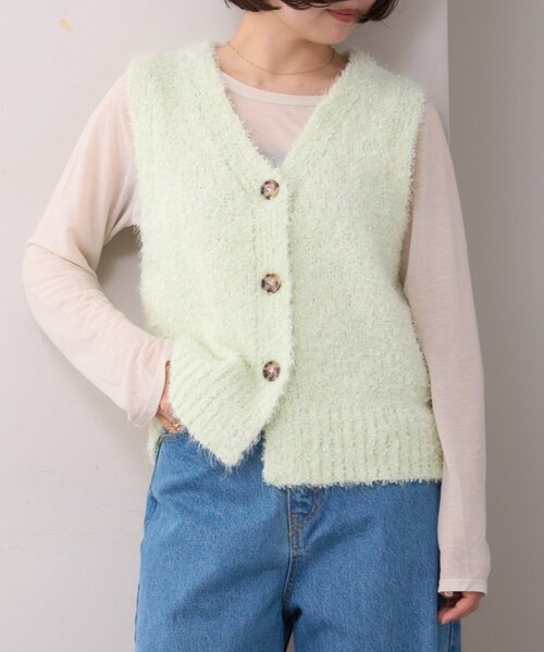 WILLOW（ウィロー）の「【willow】コンパクトチュールヤーンベスト（ニット/セーター・レディース・ミント/イエロー・ONE SIZE）」の4枚目の写真