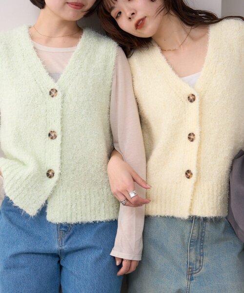 WILLOW（ウィロー）の「【willow】コンパクトチュールヤーンベスト（ニット/セーター・レディース・ミント/イエロー・ONE SIZE）」の16枚目の写真