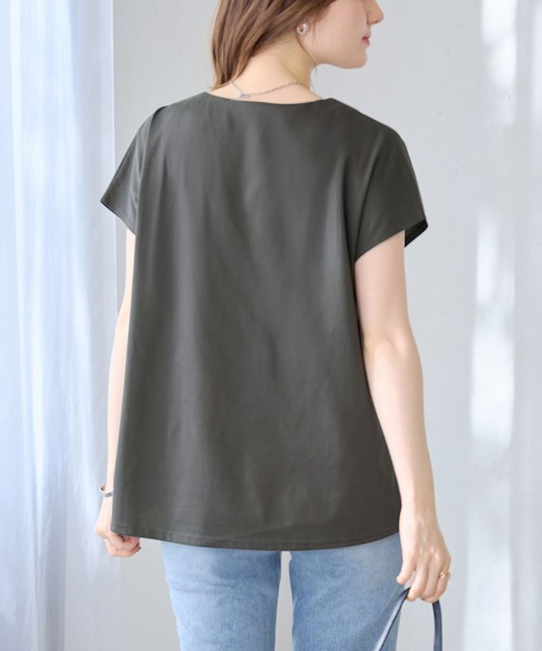 alotta(アロッタ)の「ひんやり裾パールデザインTシャツ(Tシャツ/カットソー・レディース・ブラック/ピンク/チャコール/ネイビー・M/L/LL)」の20枚目の写真
