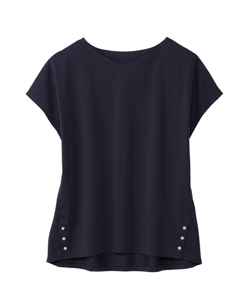 alotta(アロッタ)の「ひんやり裾パールデザインTシャツ(Tシャツ/カットソー・レディース・ブラック/ピンク/チャコール/ネイビー・M/L/LL)」の22枚目の写真