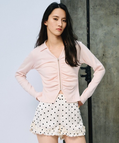 3.3 Field Trip （3.3フィールドトリップ）の「3.3 Field Trip／ドットフリルヘムショートパンツ(裏地・インパン付)（その他パンツ・レディース・ホワイト/ブラック・MEDIUM/SMALL）」の3枚目の写真