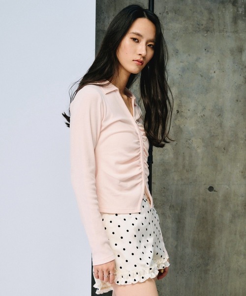 3.3 Field Trip （3.3フィールドトリップ）の「3.3 Field Trip／ドットフリルヘムショートパンツ(裏地・インパン付)（その他パンツ・レディース・ホワイト/ブラック・MEDIUM/SMALL）」の4枚目の写真