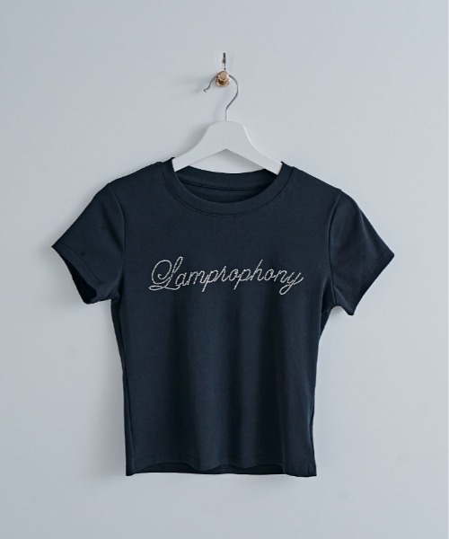 kirakiraShop(キラキラショップ)の「ラインストーン ロゴ クロップド Tシャツ(Tシャツ/カットソー・レディース・ネイビー/ホワイト・FREE)」の18枚目の写真