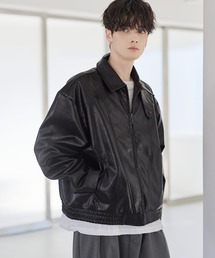 ETELIO | PUレザーダブルジップショートブルゾン(ブルゾン)