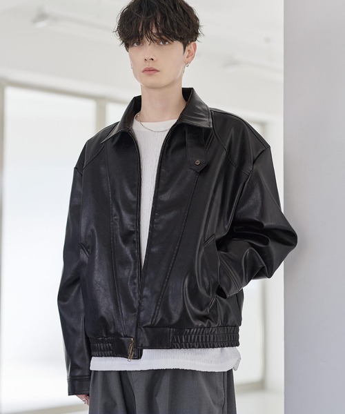 ETELIO（エテリオ）の「PUレザーダブルジップショートブルゾン（ブルゾン・メンズ・ブラウン/ブラック・S/M/L/XL）」の3枚目の写真